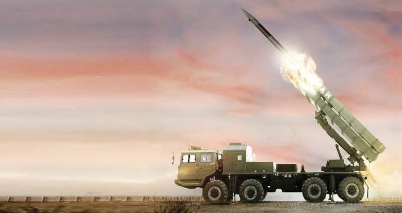Vehicle-mounted defence system on a desert range at sunset